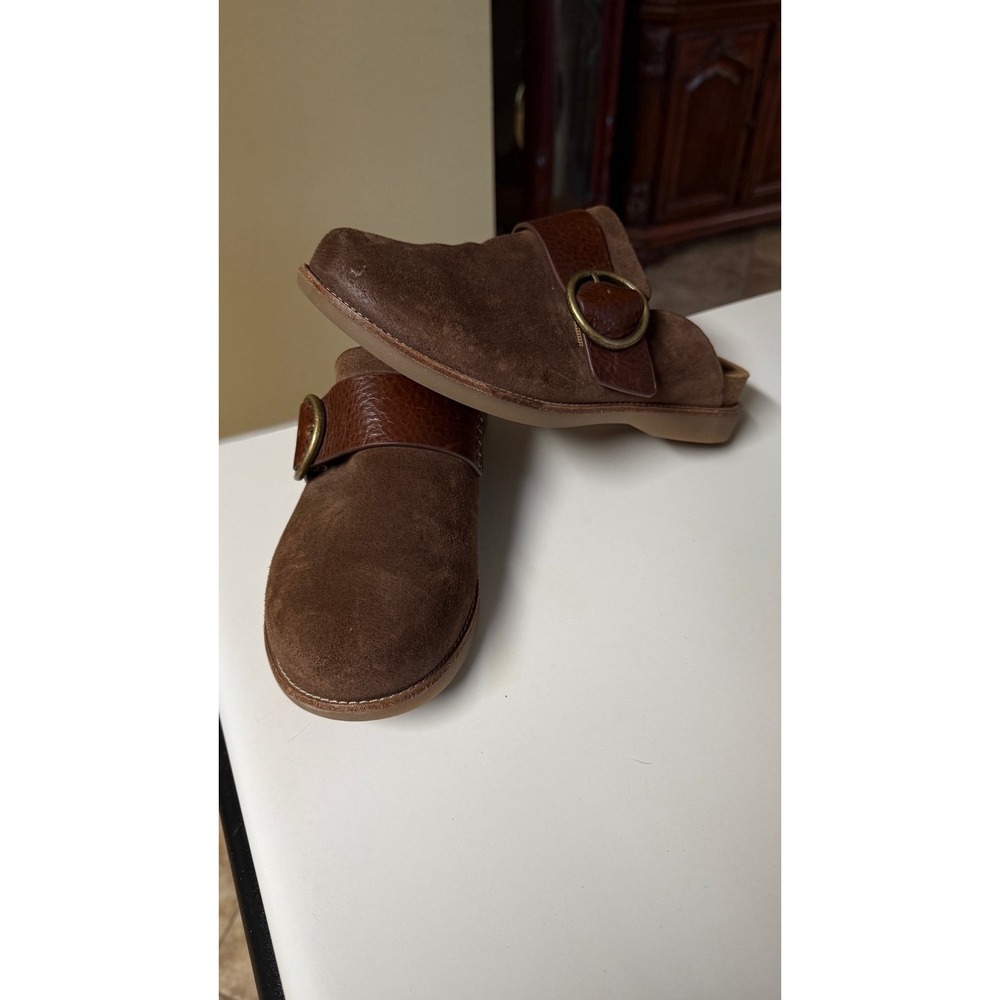 Sofft Brown Suede‎ Leather Clogs Mules Comfort Slip On Buckle Shoes Women 8M